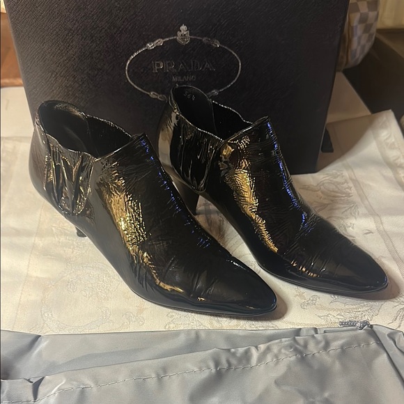 Prada Shiny Black Ankle Boots - Calzature Donna - Picture 1 of 7